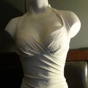 carmin ruched halter top white size s small